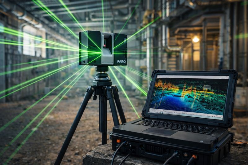 3D laser scanner capturing building interior