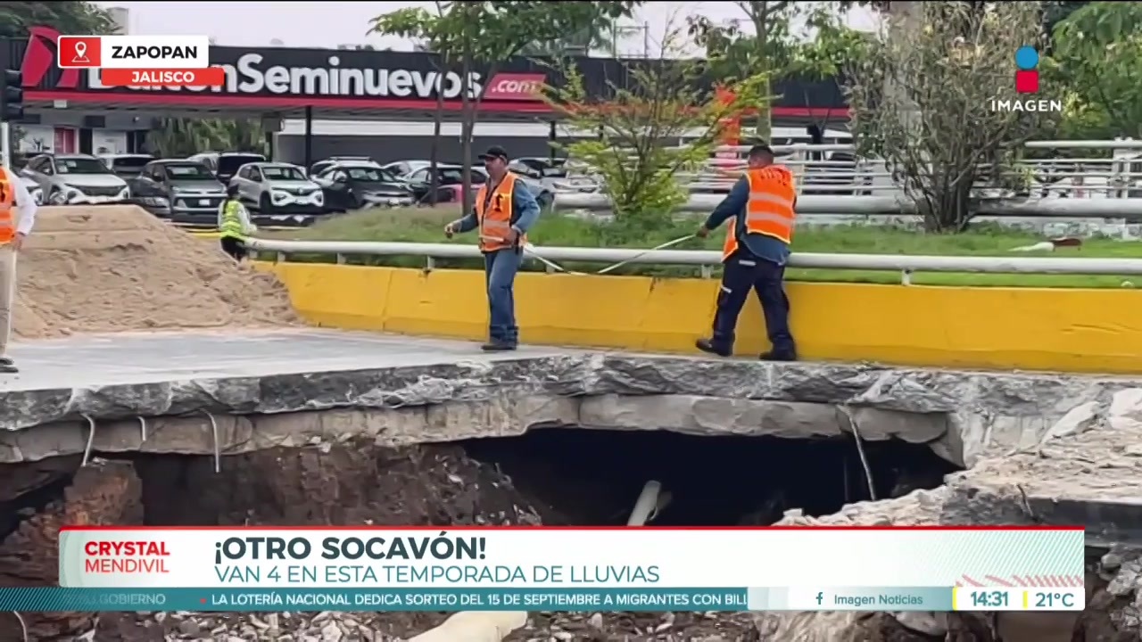 Socavón masivo en Zapopan, Jalisco — cuarto colapso en temporada de lluvias